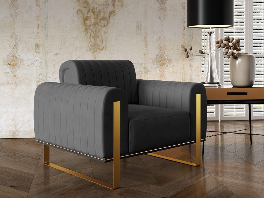 Sessel Designersessel VALERIE in Stoff Elisa Velvet Anthrazit