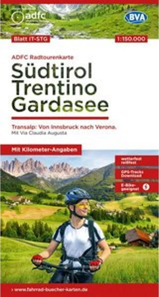 Carte ADFC IT-STG Tyrol du Sud et Lac de Garde 1:150.000 Résistante