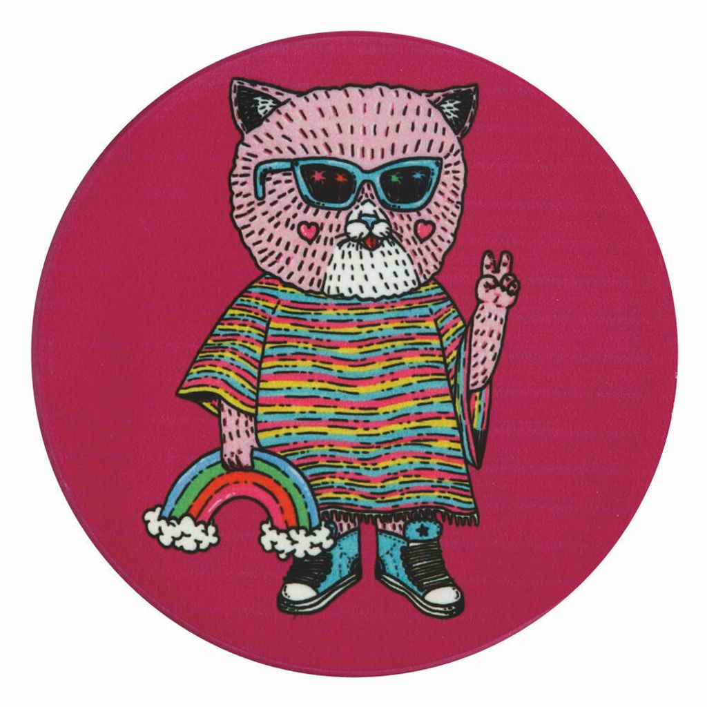 Maxwell & Williams DU0189 MULGA Untersetzer rund, 10,5 cm, Cat (Katze), Keramik - Kork