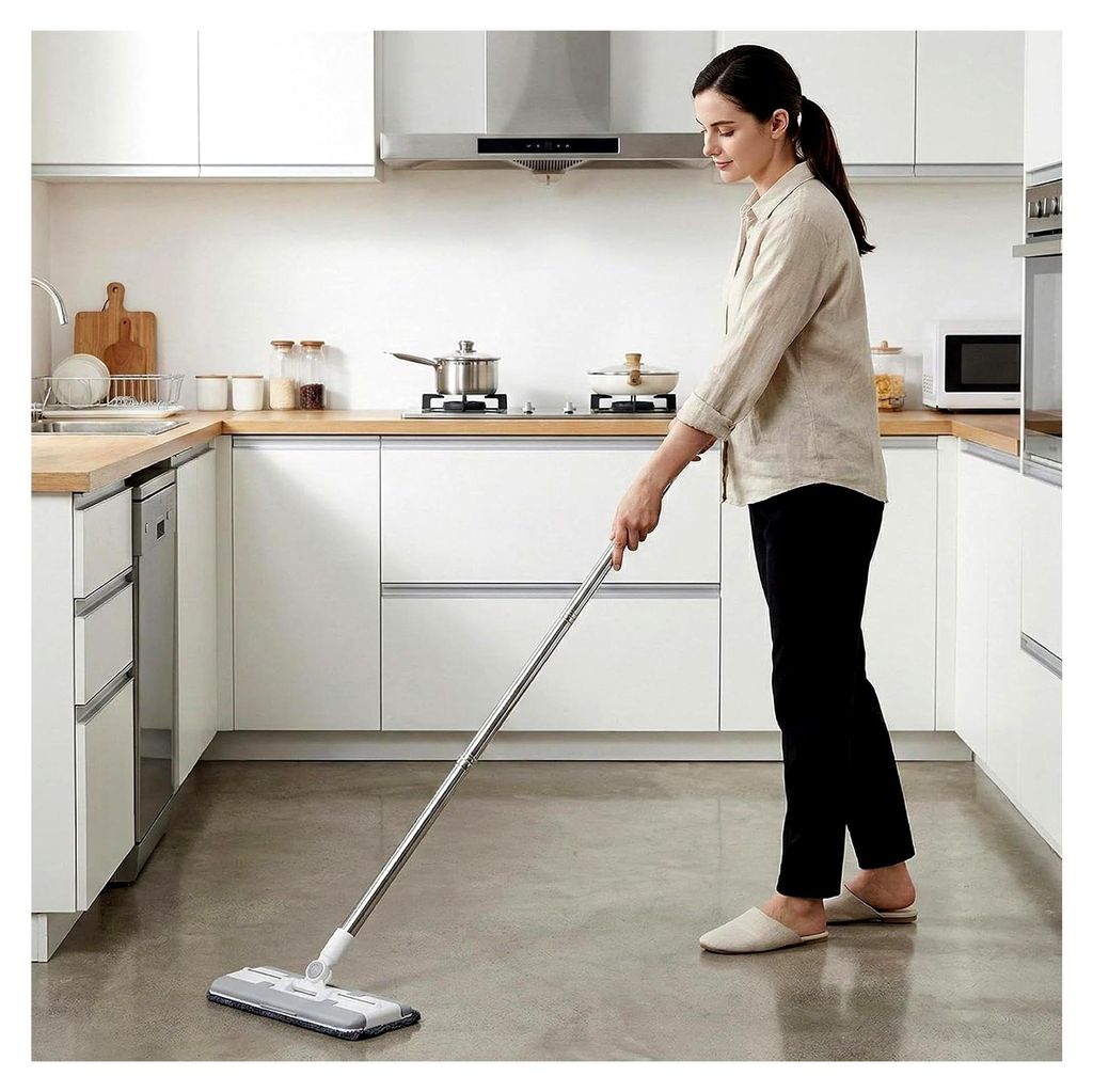 Clip-Mopp – Edelstahl, PP-Mopps für die Bodenreinigung, wiederverwendbares automatisches Tuchwechselwerkzeug | 44-Zoll-Zero-Touch wiederverwendb...