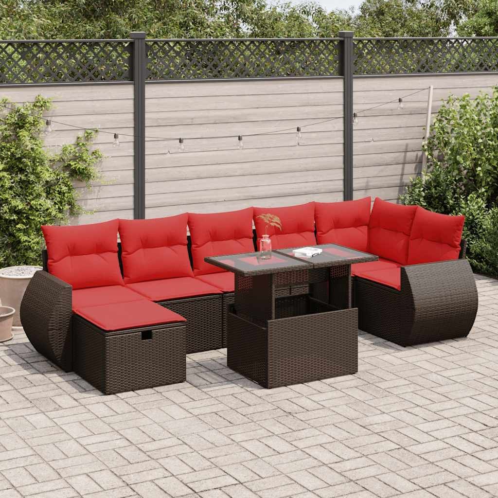 Maison Exclusive - 8-tlg. Garten-Sofagarnitur mit Kissen Braun Poly Rattan