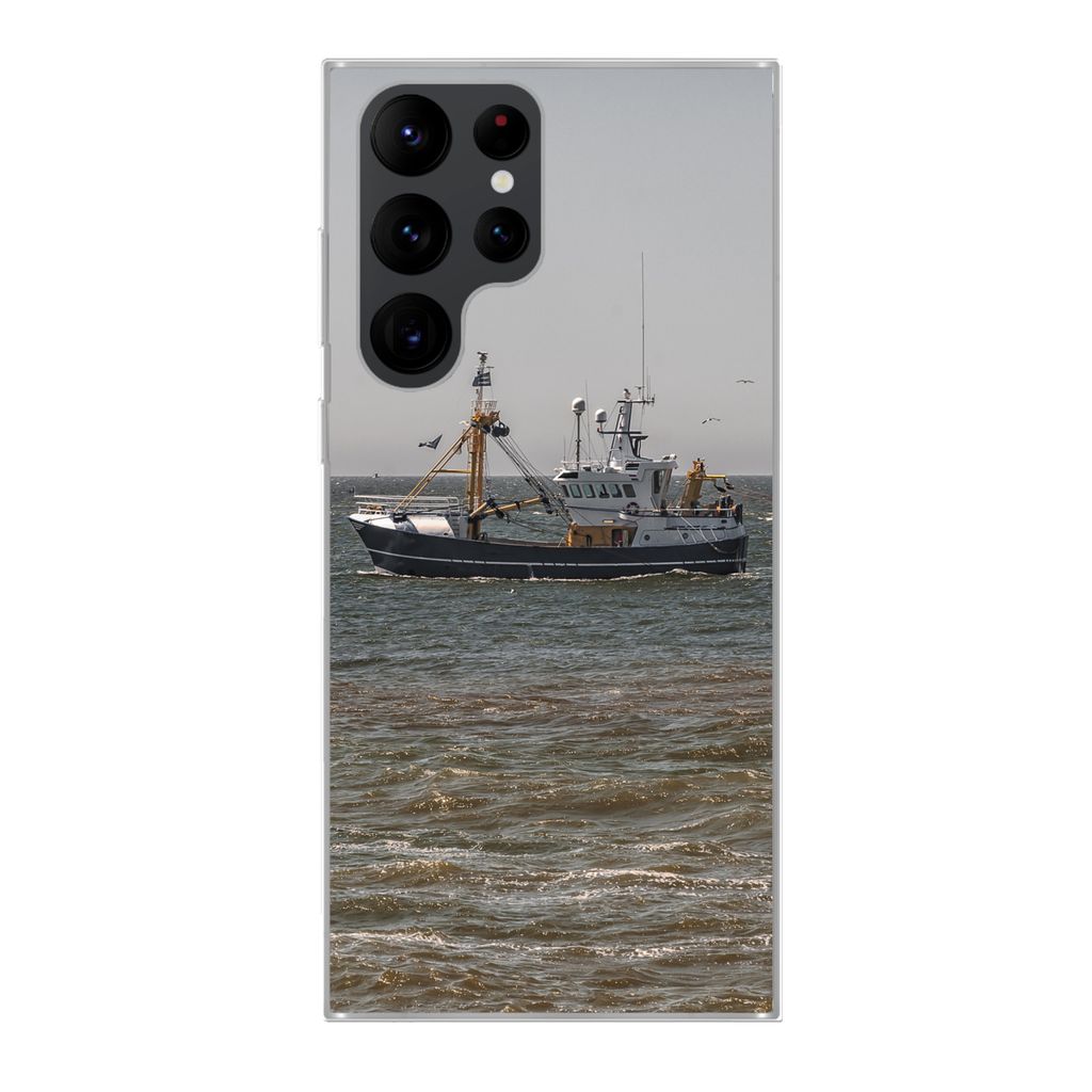 MuchoWow Handyhülle Schutzhülle Hülle für Samsung Galaxy S22 Ultra Nordsee - Fischerboot - Wasser Silikon Softcase Handy Hülle - Abbildung