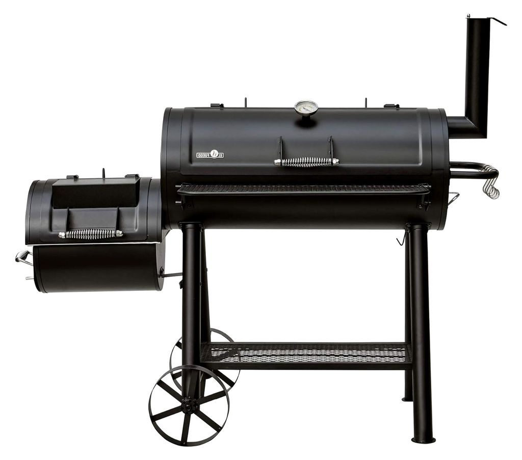 Holzkohlegrill Buffalo von EL Fuego Grill Smoker BBQ Grillwagen Barbecue mit Thermometer, separater Feuerkammer und regulierbarem Kamin