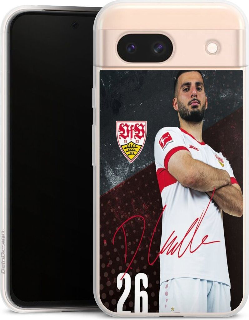 DeinDesign Slim Hülle für Google Pixel 8a Silikon Case Ultra Dünn Handyhülle Offizielles Lizenzprodukt VfB Stuttgart Deniz Undav