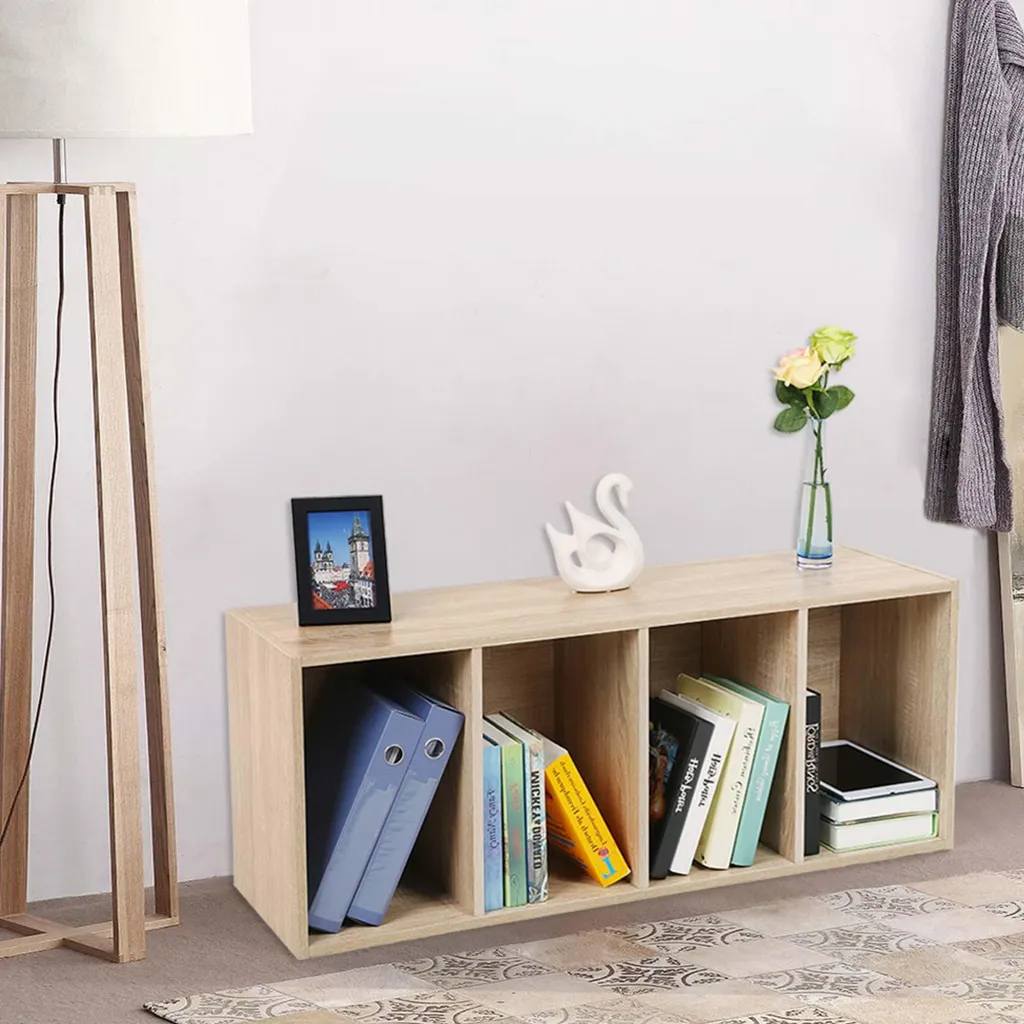 Étagère bois 4 compartiments robuste et stable finition naturelle mat - 4