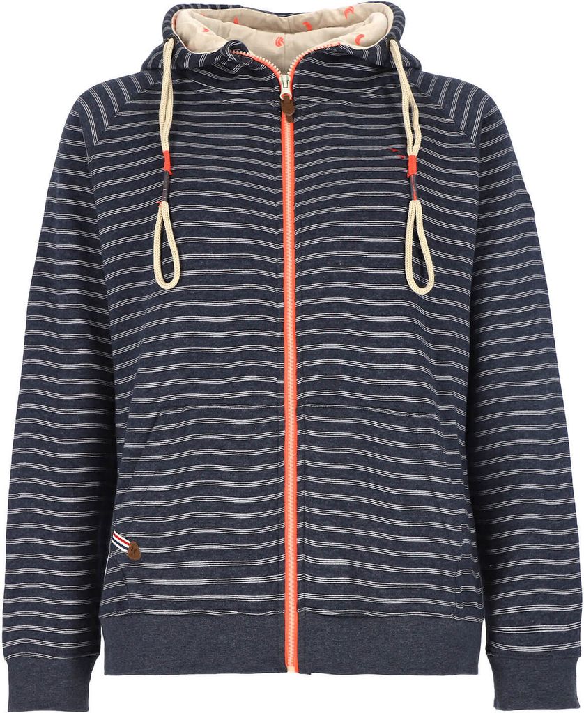 modAS Damen Sweatjacke mit Kapuze - Gestreifte Kapuzenjacke in Marine Größe XXL