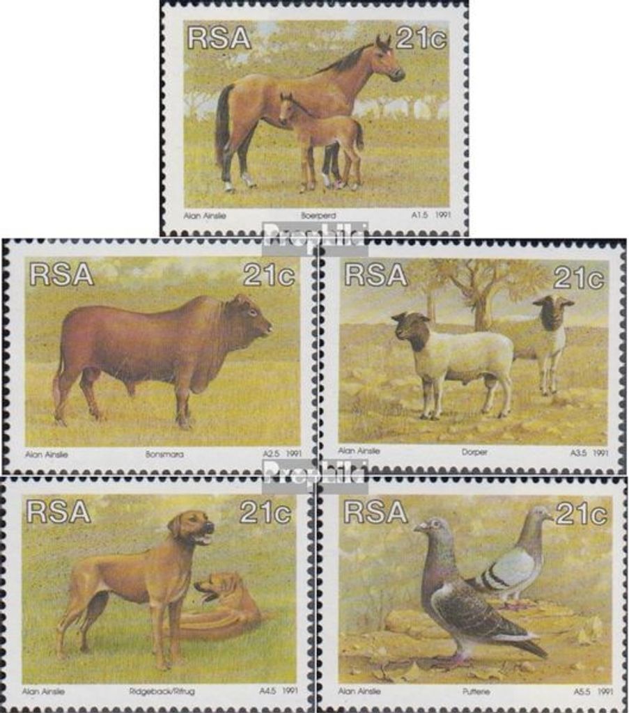 Briefmarken Südafrika 1991 Mi 813-817 (kompl.Ausg.) postfrisch Tierzucht