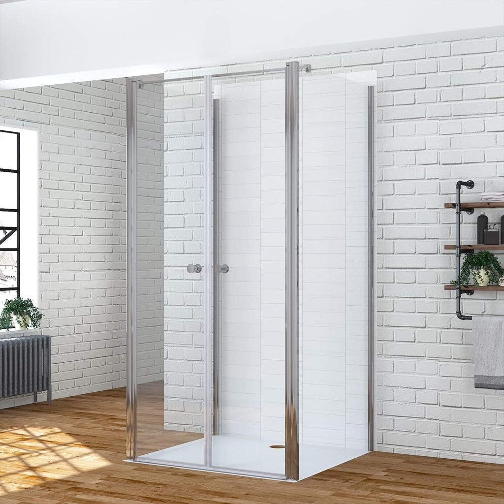 AQUABATOS Duschkabine U Form Kabine Dusche Eckdusche Pendeltür 3 Seitig Seitenwand begehbare Duschtrennwand Freistehend Dreiteilig Sicherheitsglas...