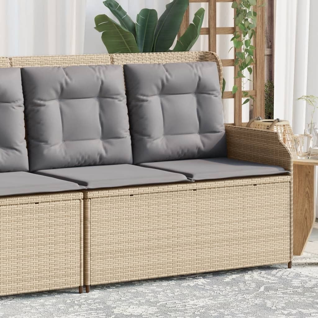 Möbel Gartenbank Verstellbar mit Kissen Beige Poly Rattan - Gartenbänke 368940
