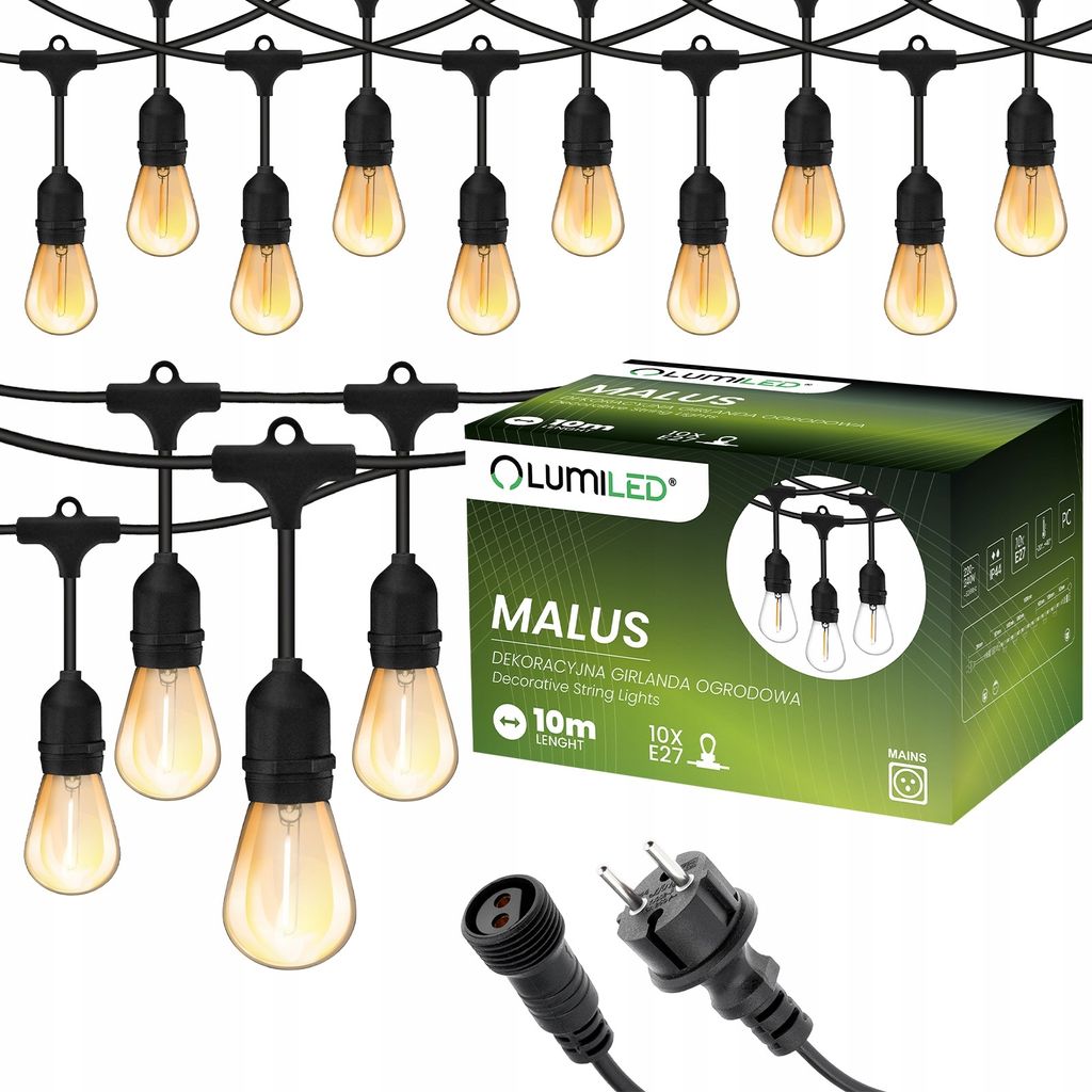 LUMILED Lichterkette Außen 10M mit 10 E27 1,3W LED Lampe Produktbild 
