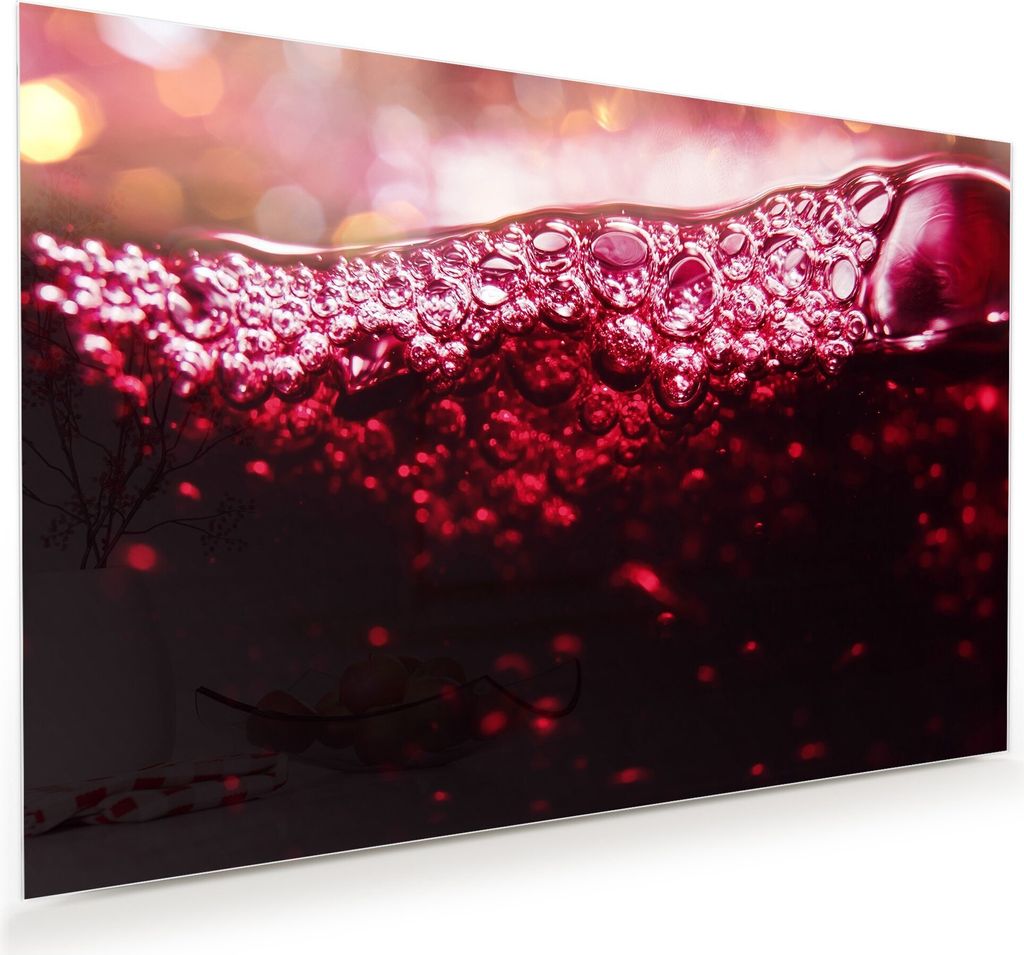 Glasbild Wandbild Rotwein auf Hintergrund 45x30cm in XXL für Wohnzimmer, Schlafzimmer, Badezimmer, Flur