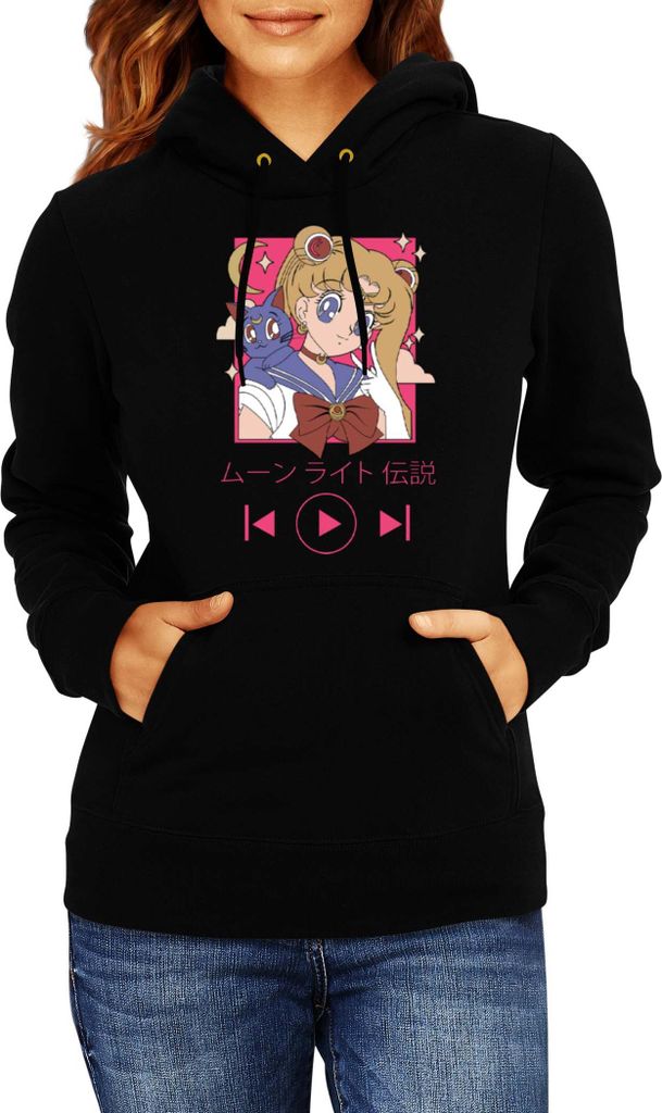 Damen Kapuzenpullover Japan Manga Anime Comics Animation Sailor Anime Manga Moon 14, Lady M / Schwarz