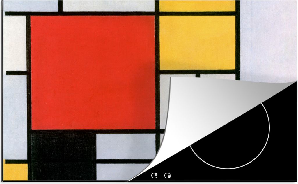 KitchenYeah Herdabdeckplatte Kunst - Mondrian - Alte Meister - Komposition 2 , 81x52cm, Küche Deko, Glaskeramikfeld Herdabdeckung, Abdeckplatte ...