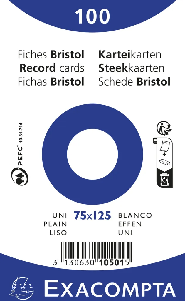 Organisez vos Notes avec les Fiches Bristol 75x125mm Blanc Uni