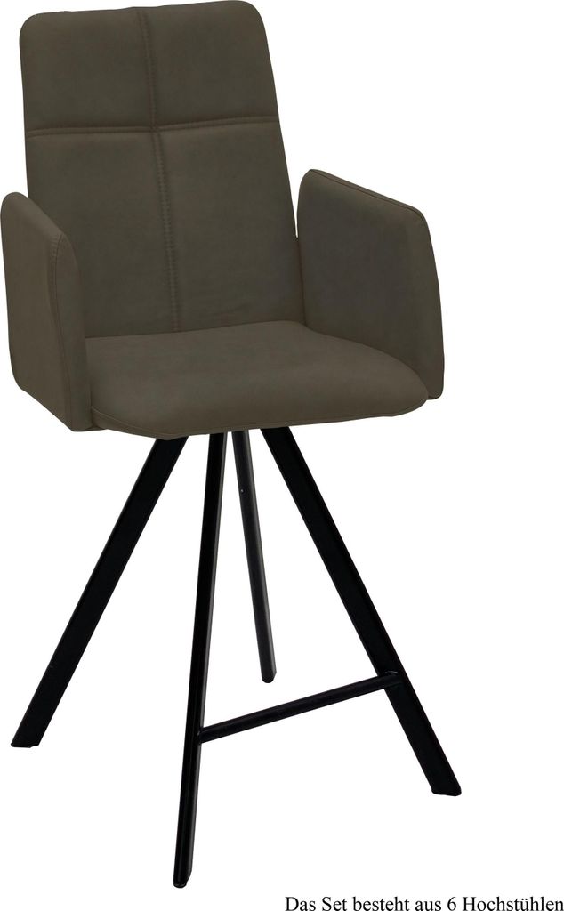 Thekenstuhl (6er-Set) Dekhova 52x109x60 Schwarz/Khaki