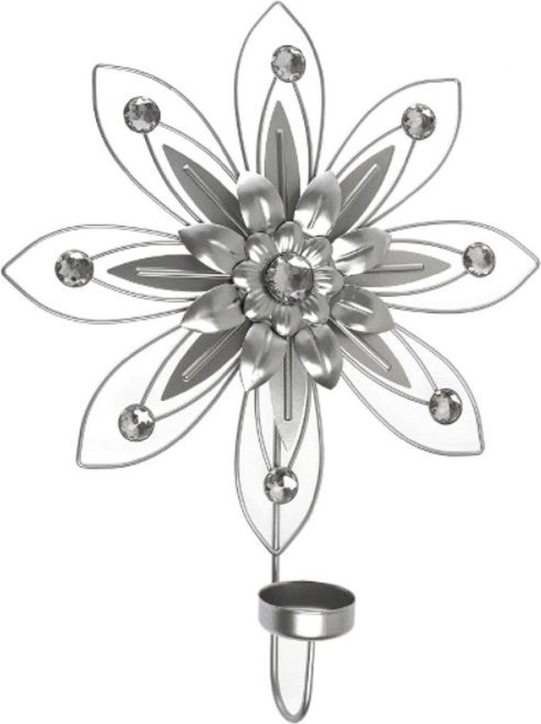 Casa Padrino Designer Wandkerzenhalter 4er Set Silber 26 x 6 x H. 32 cm - Dekorative Wanddeko