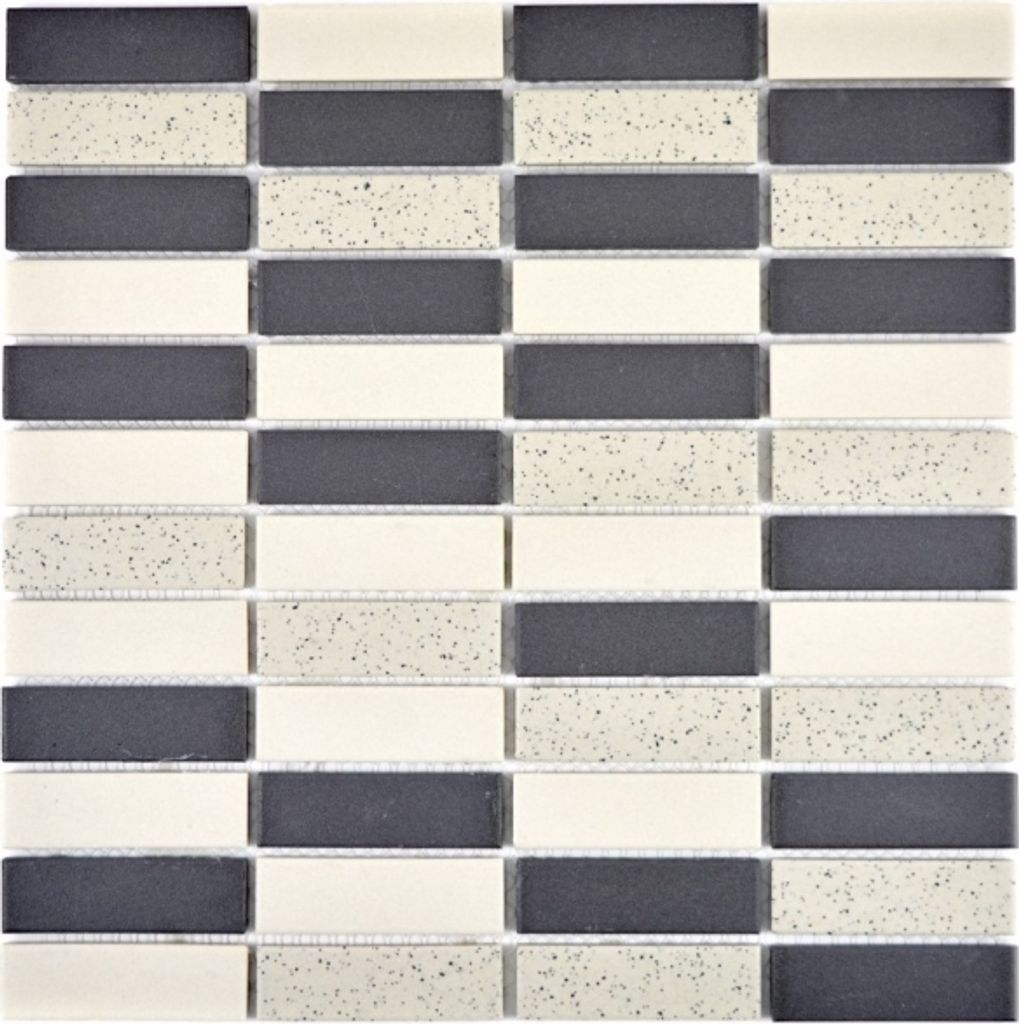 Mosaik Fliese Keramik beige schwarz Stäbchen unglasiert Duschtasse Bodenfliese MOS24-0113-R10_f