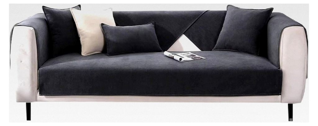 Couchbezug, Sofadecken für Sitzflächen, Überwurfdecken für Sofa, rutschfeste Sofadecke, Dunkelgrau, 70 * 150CM