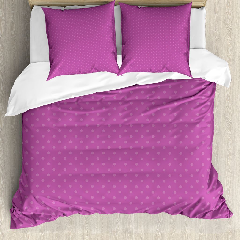 ABAKUHAUS Retro Bettbezugs Set Für Doppelbetten, Punkte Polka, Milbensicher Allergiker geeignet mit Kissenbezügen, Violett Lila