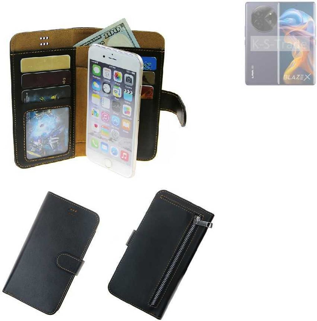 K-S-Trade Schutz Hülle kompatibel mit Lava Blaze X Klapphülle Case Phone cover Slim Handytasche Handy Hülle schwarz aus Kunstleder (1 Stk)