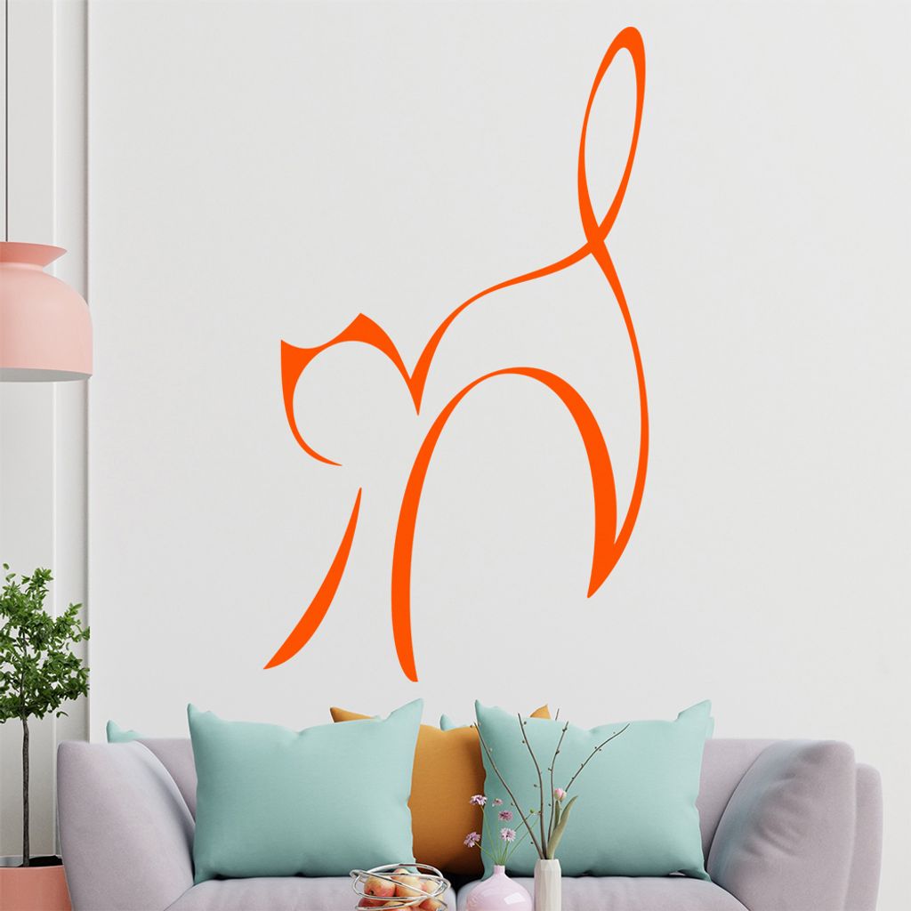 Katze Linien Wandtattoo in 6 Größen - Wandaufkleber Wall Sticker - Dekoration, Küche, Wohnzimmer, Schlafzimmer, Badezimmer
