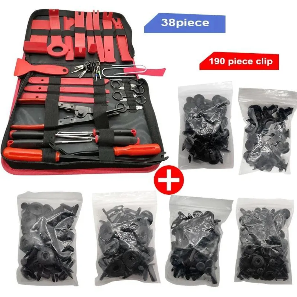 Kit Outils Retrait Garniture 38 Pièces avec 190 Clips de Fixation Auto
