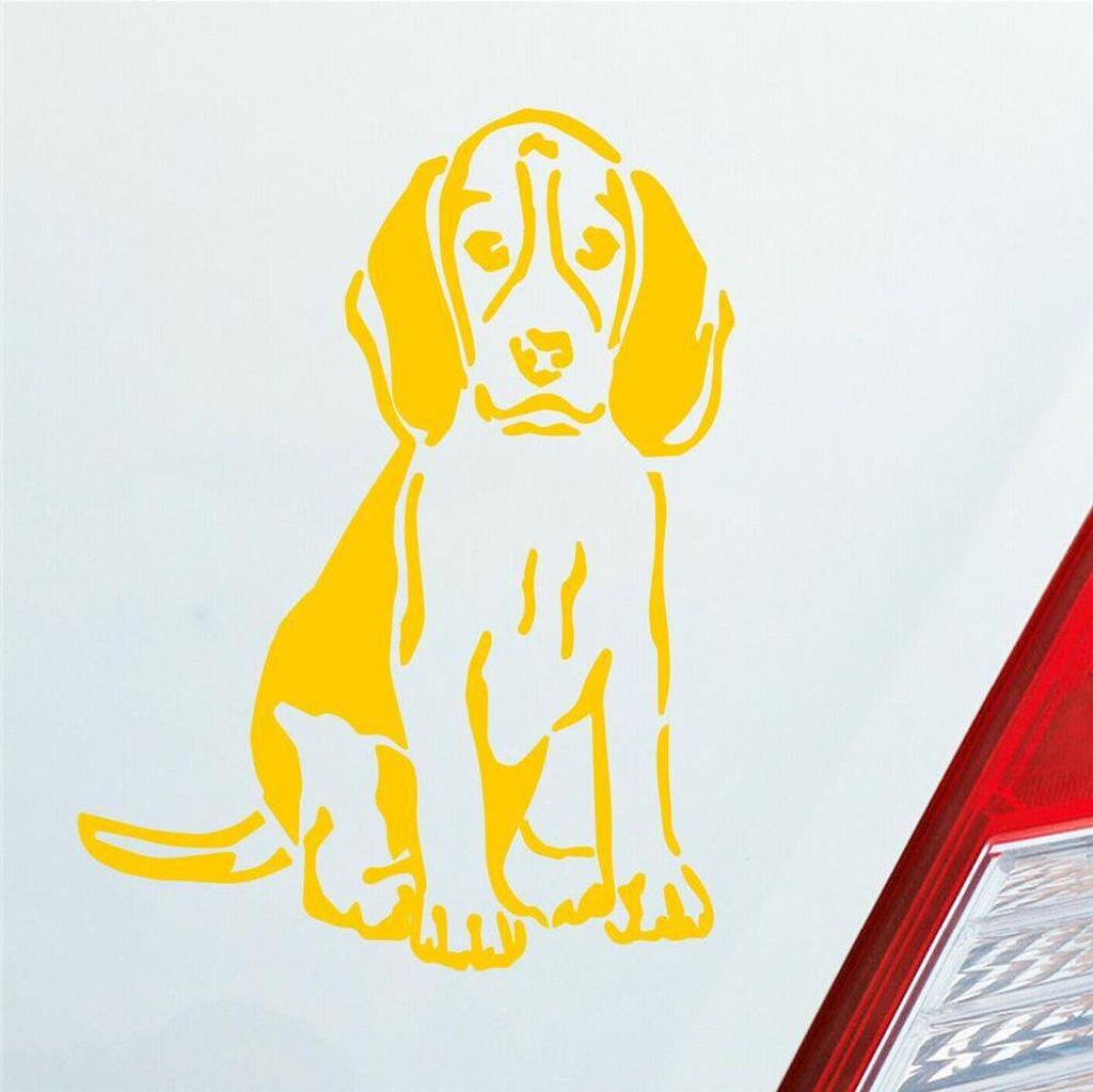 Auto Aufkleber Labrador Hund Dog Beagle Shepard 12x9 cm Gelb Sticker Heckscheibenaufkleber