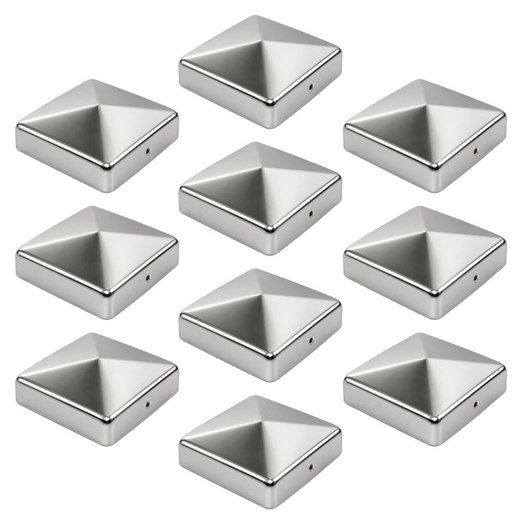 10x Pfostenkappe Edelstahl 101 mm Pyramide Abdeckkappe für Produktbild 
