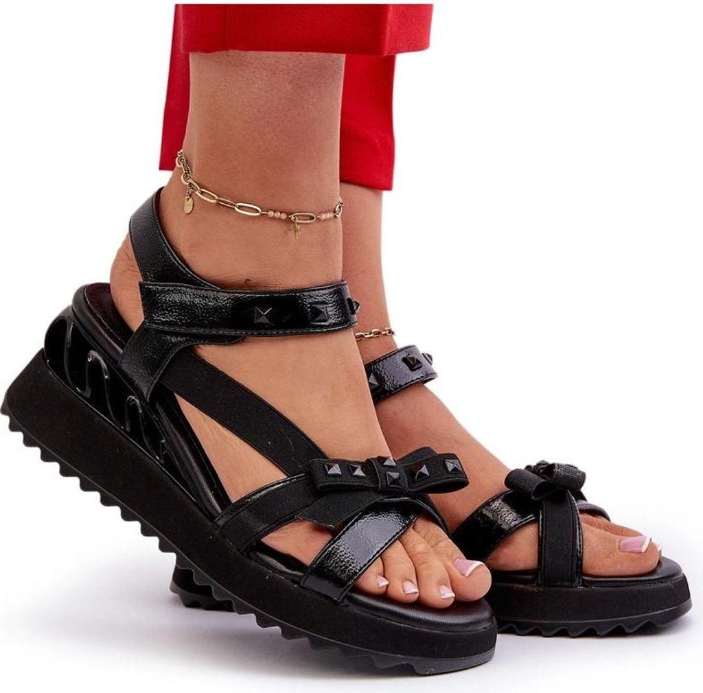 Damen Sandalen mit Schleife D&A CR956 Schwarz 40