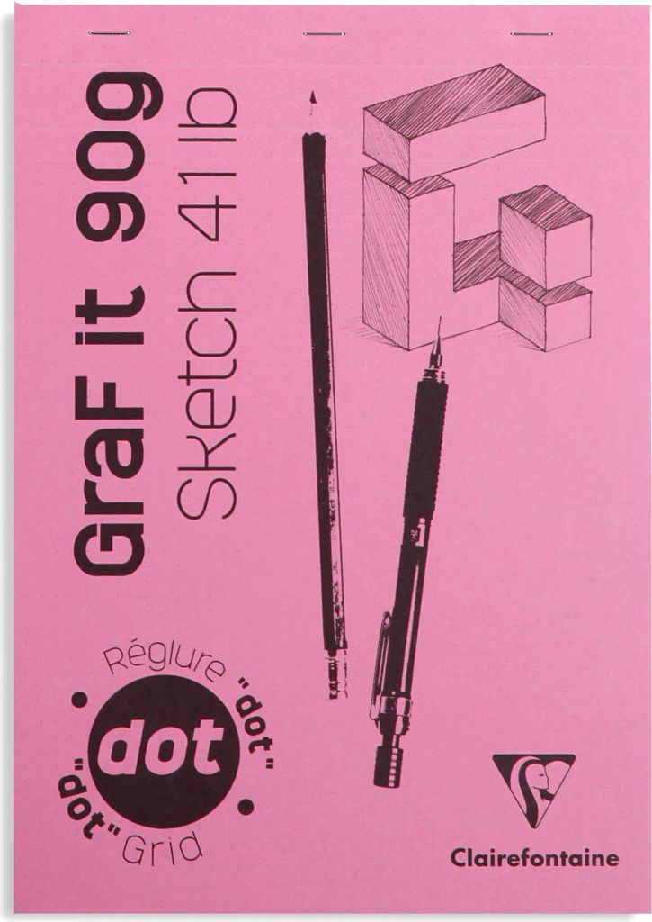 Clairefontaine 5x Skizzenblock GraF'it, DIN A4 , 80 Blatt , DOT-Lin. Rosa 96692C