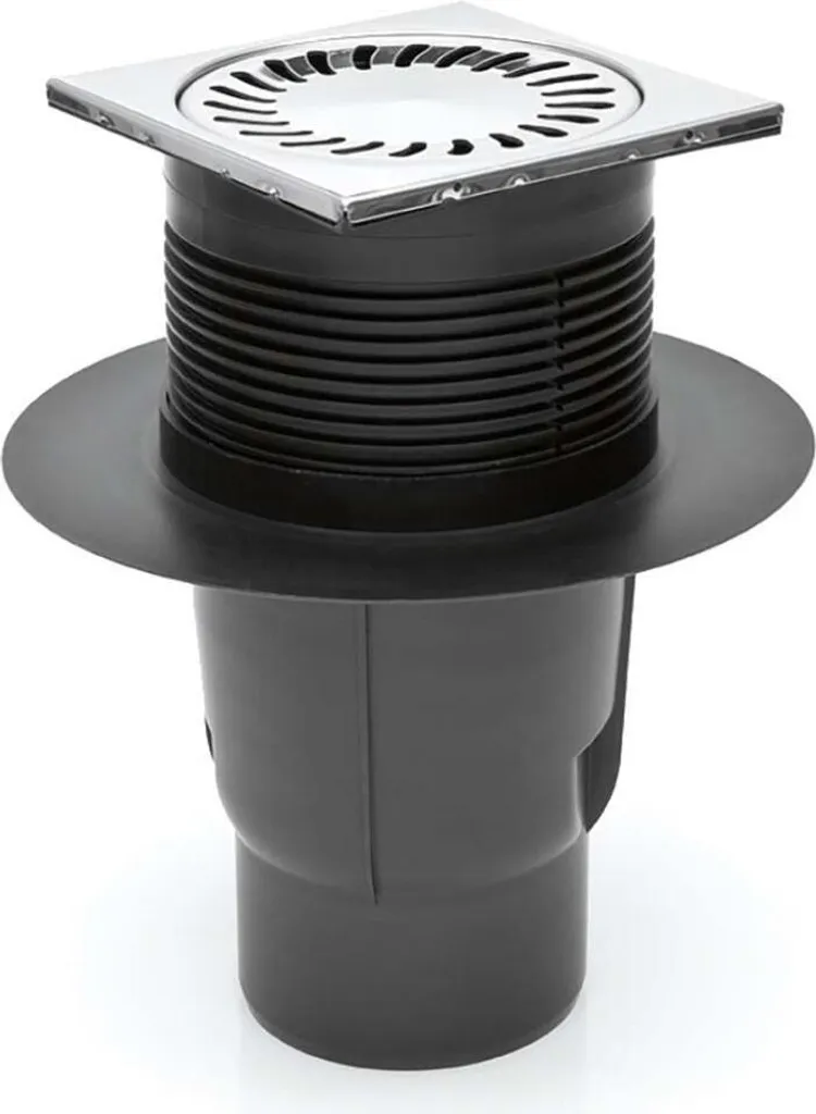 Siphon d'évacuation pour terrasse et cour 150x150 mm grille inox 827SN