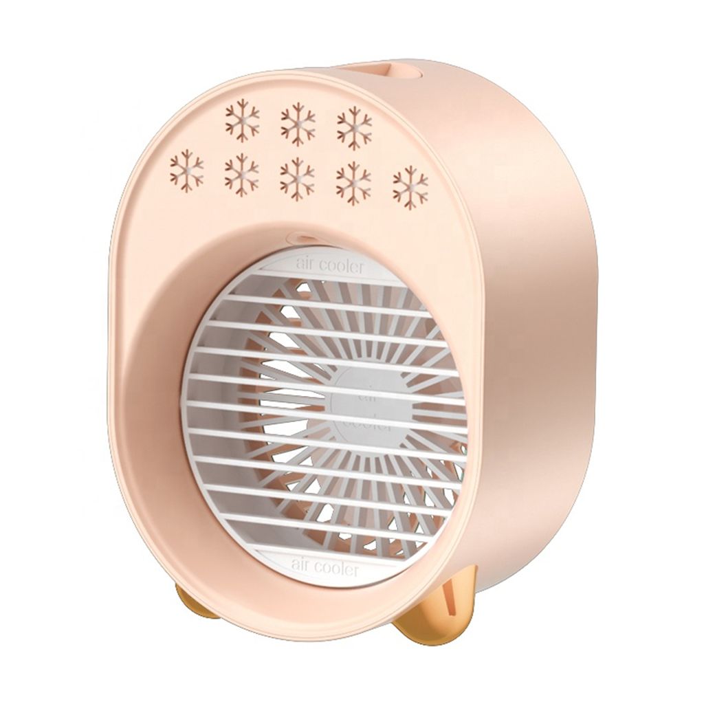 Tragbarer Mini-Luftkühler mit Humidifier kleiner Lüfter USB-Aufladung Desktop-Lüfter Luftkühler Multifunktional Sommer-Innenlüfter - Rosa