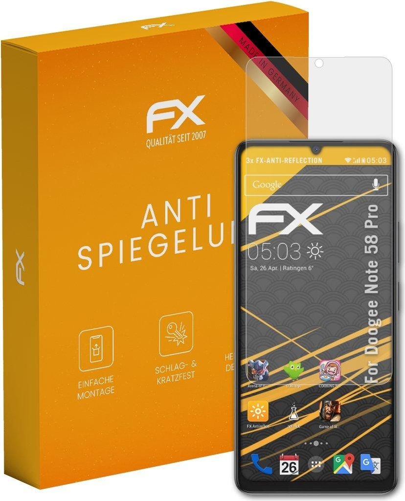 atFoliX FX-Antireflex 3x Schutzfolie kompatibel mit Doogee Note 58 Pro Displayfolie