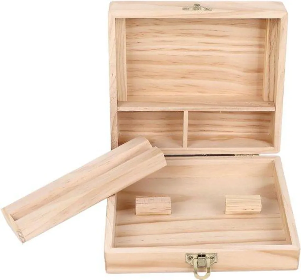 Boîte en bois écologique 4 compartiments - Stockage herbes et tisanes