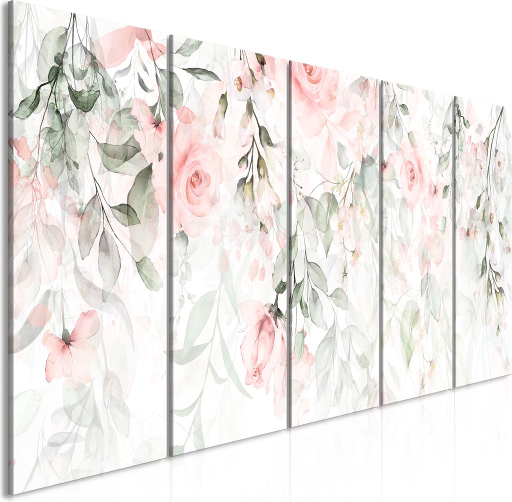 Vlies Leinwandbild - Waterfall of Roses (5 Parts) Narrow - First Variant 225x90 cm Blumen b-A-0698-b-n