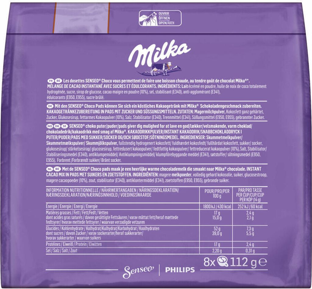 Senseo Milka Choco Pads 8 Kaffeepads (112g Packung) Image du produit 