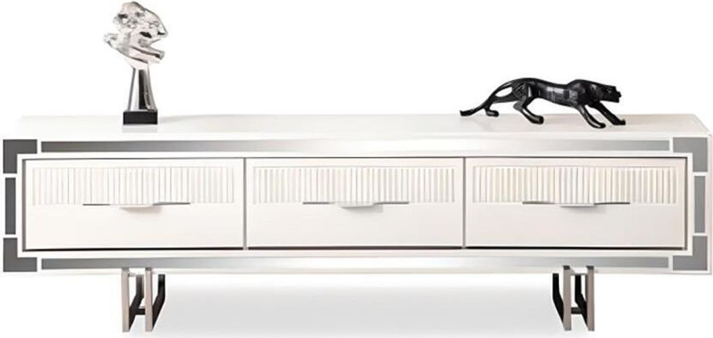 Sideboard TV Ständer Wandpanel Weiß RTV Lowboard Moderne Wohnwand