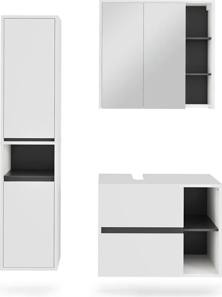 Ensemble meuble salle de bain Vicco Viola blanc et gris 3 pièces 55228