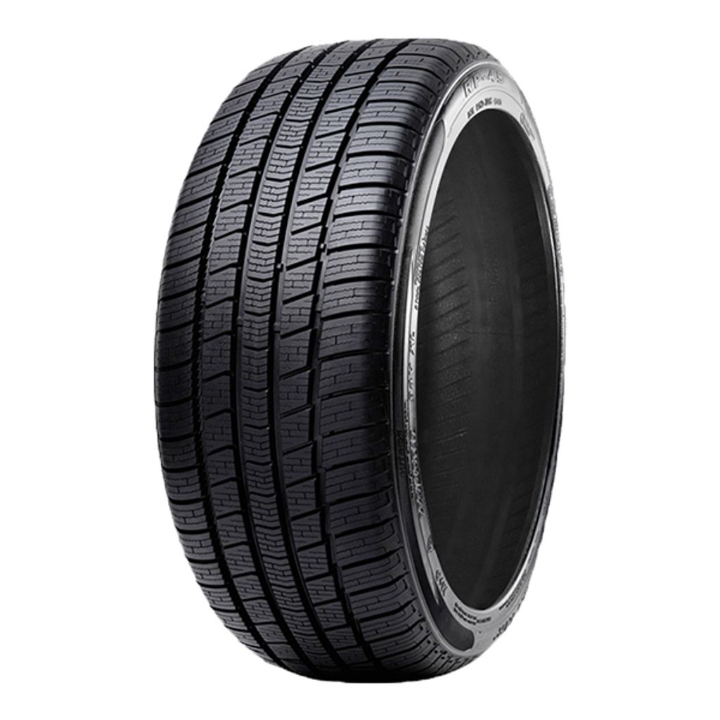 A studio shot of a single tire against a white background.