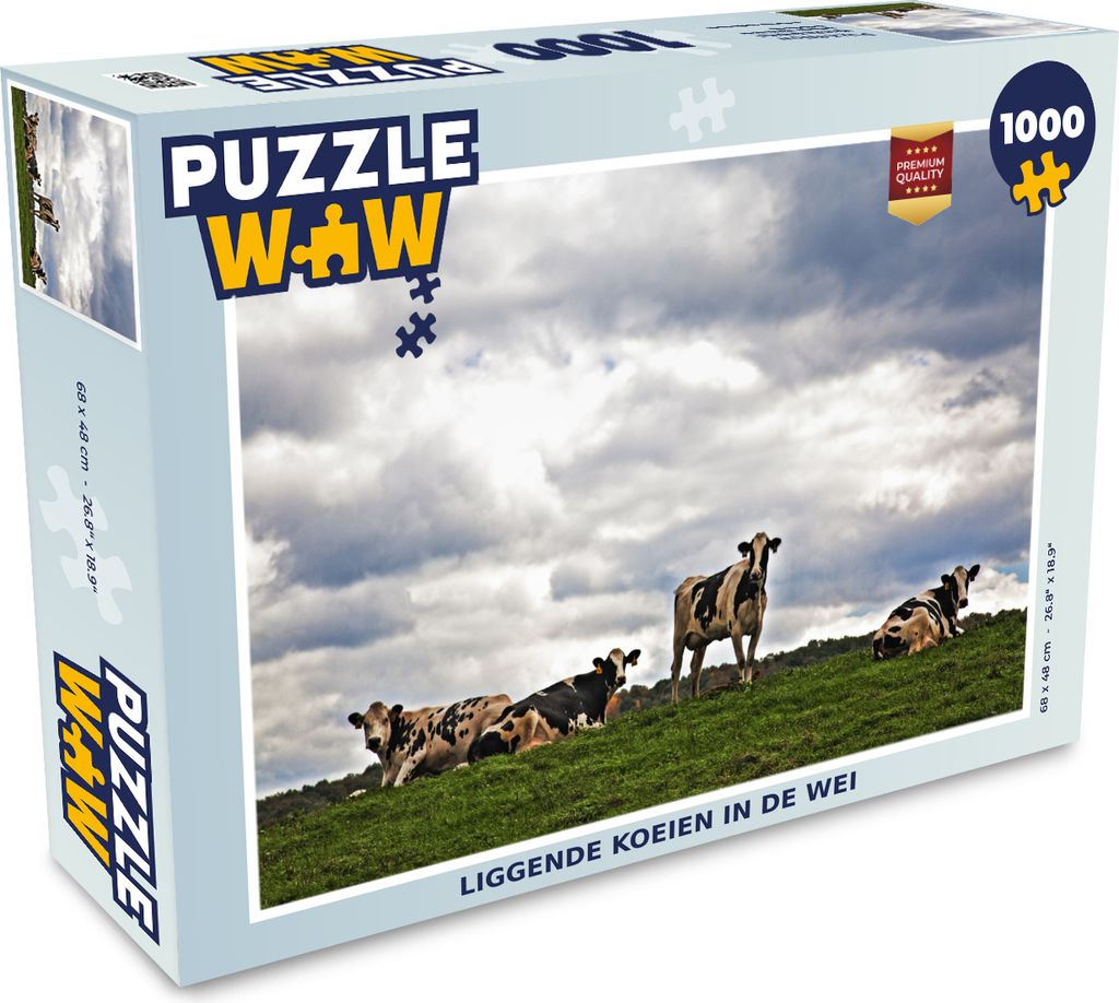 MuchoWow Puzzle 1000 Teile Kühe - Wiese - Wolken - Erwachsene - Rätsel