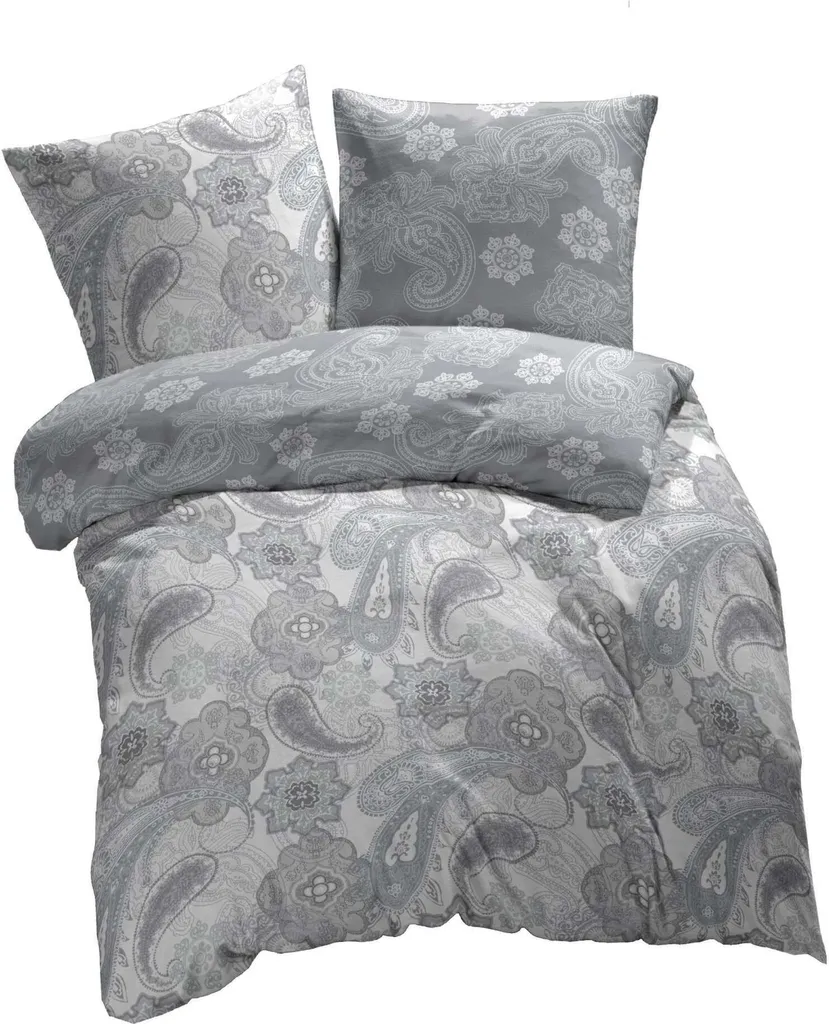Set Letto ETÉREA Mako Satin 200x200 Grigio Paisley Florina