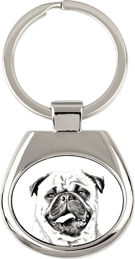Mops, Pug, Carlin, Carlino, Doguillo - Schlüsselanhänger mit Hund, Anhänger mit Aufdruck, personalisierter Anhänger der Marke Art-Dog
