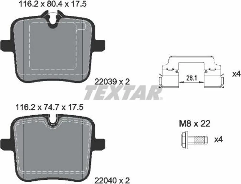 Textar 2203901 Jeu de Plaquettes de Frein à Disque OE 34208092823