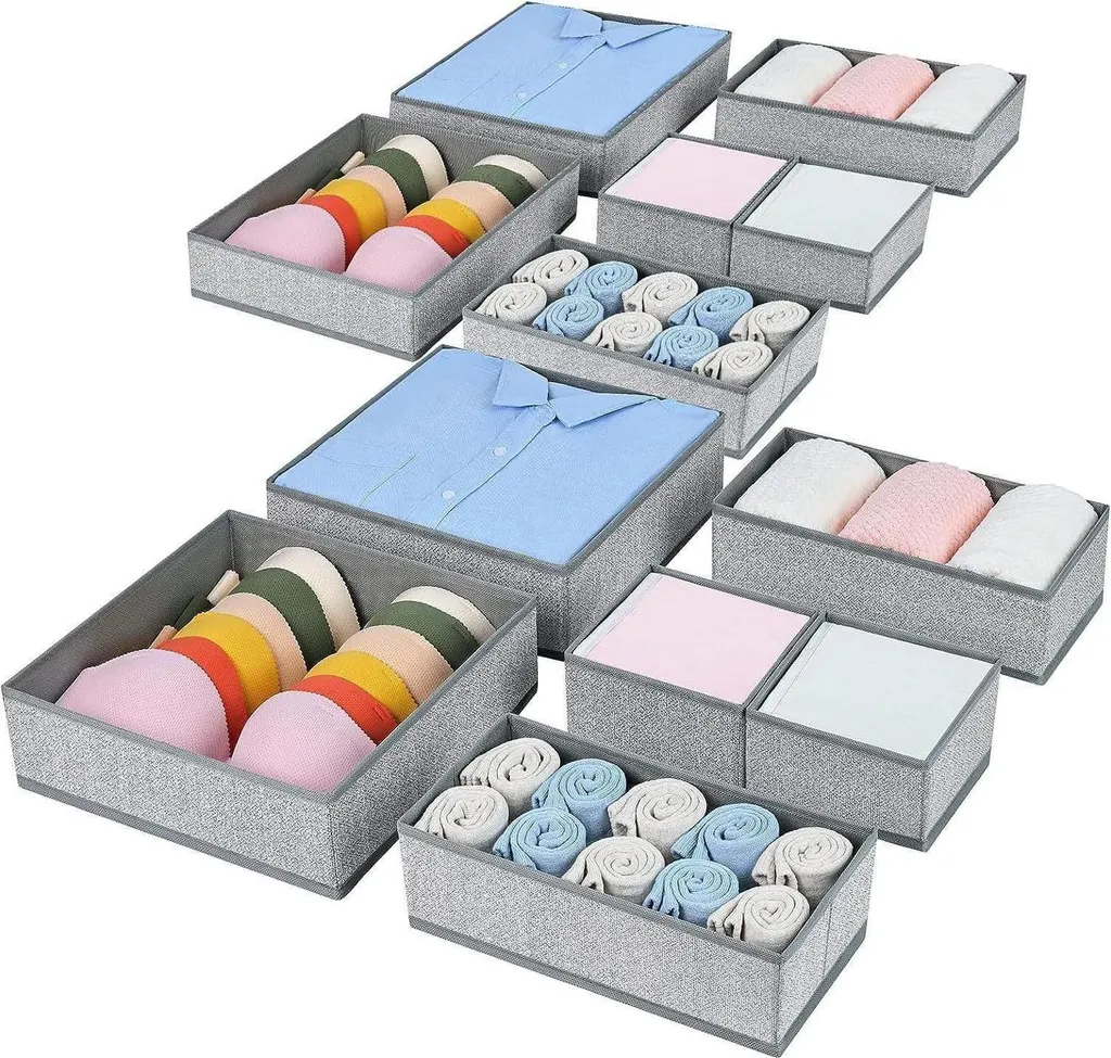 Adieu au Désordre avec l'Organiseur de Placard 12 Pièces Gris en Tissu Mou