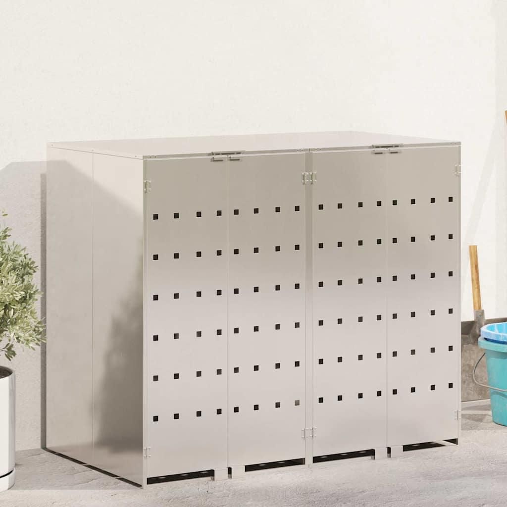 "Schlussverkauf" Wagenmüllbehälter/Mülltonnenbox - für 2 Behälter Silber 136x77,5x115,5 cm C17006