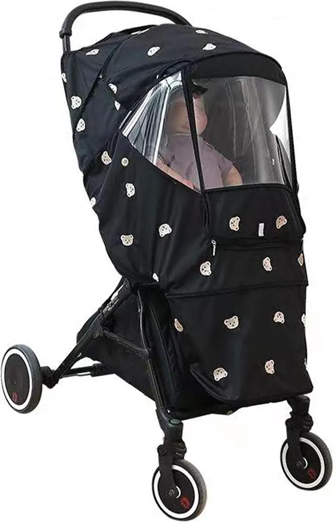 Habillage pluie pour poussette coupe-vent étanche design ourson mignon - 2