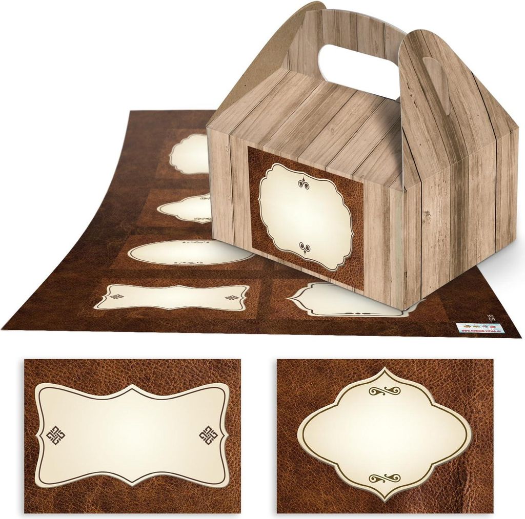 20 Stück Lunchbox Geschenkdosen hellbraun Holzoptik - Ideal für Weihnachten und Geburtstage