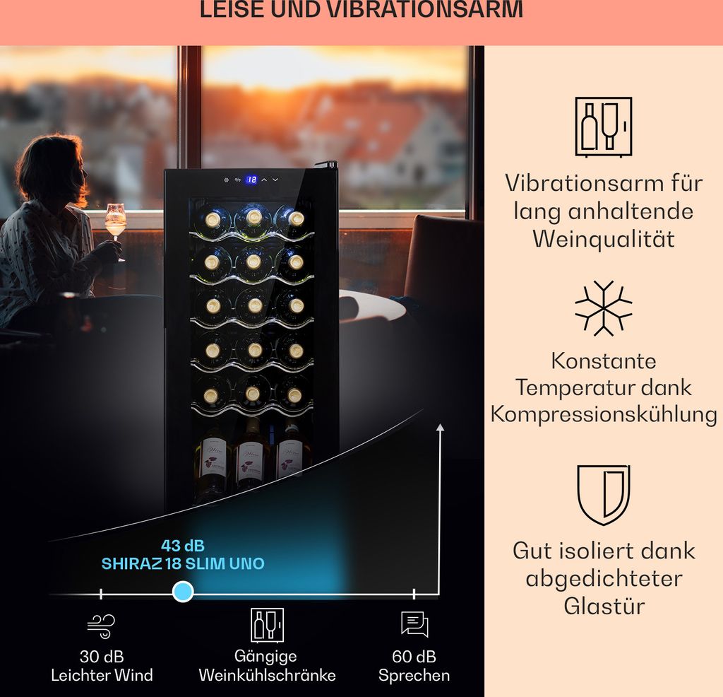 Klarstein Weinkühlschrank, 1 Zonen Getränkekühlschrank Produktbild 4