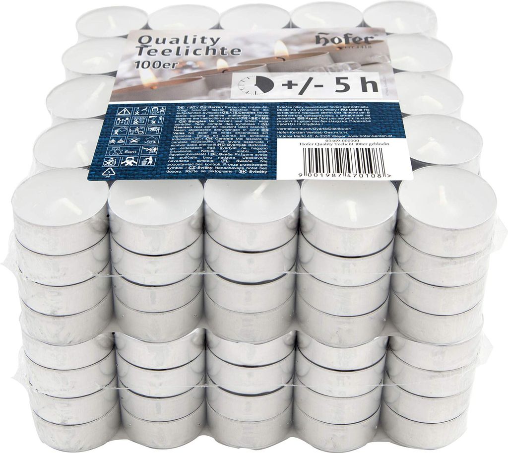Hofer Čajové svíčky Bílé svíčky - 200 kusů (2x100) - Ø 38 Obrázek produktu 