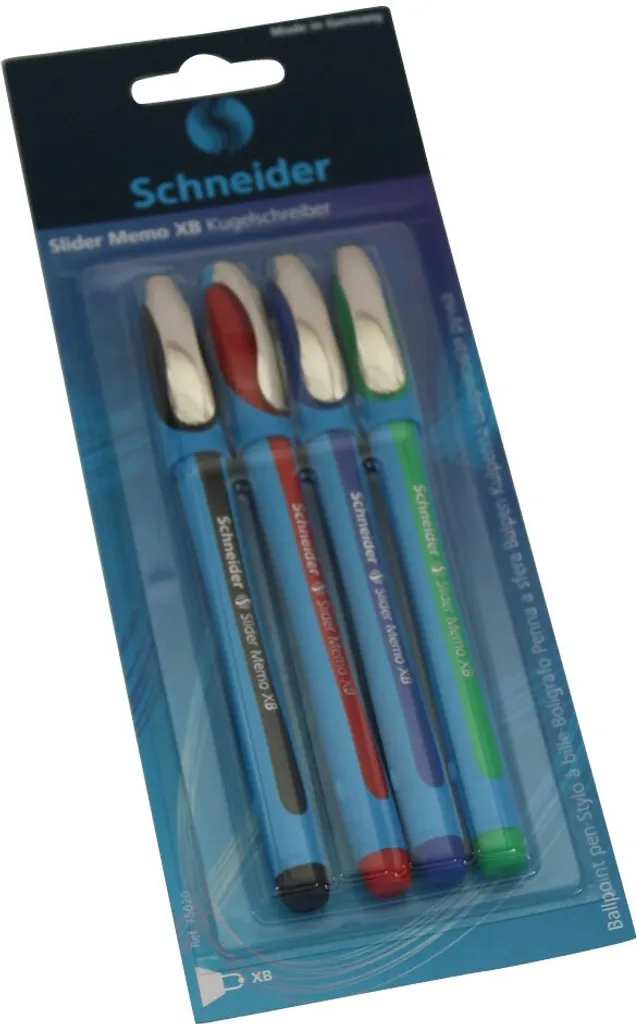 Lot de 4 Stylos Bille Schneider Slider Memo pour Bureau et Prise de Notes